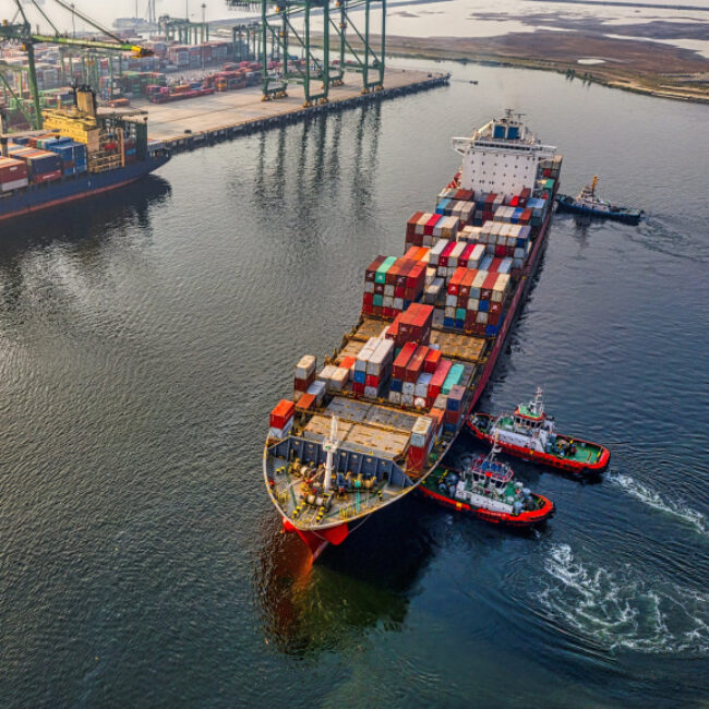 Barge showing import and trade